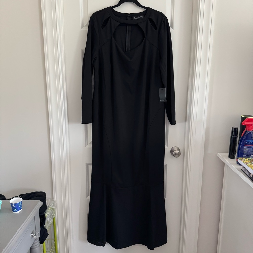 NWT Eloquii Black Long Sleeve Evening Gown